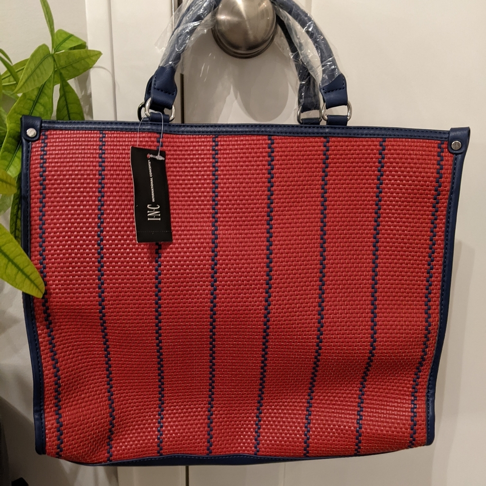NWT INC NAVY BLUE AND RED TOTE BAG - Picture 2 of 5